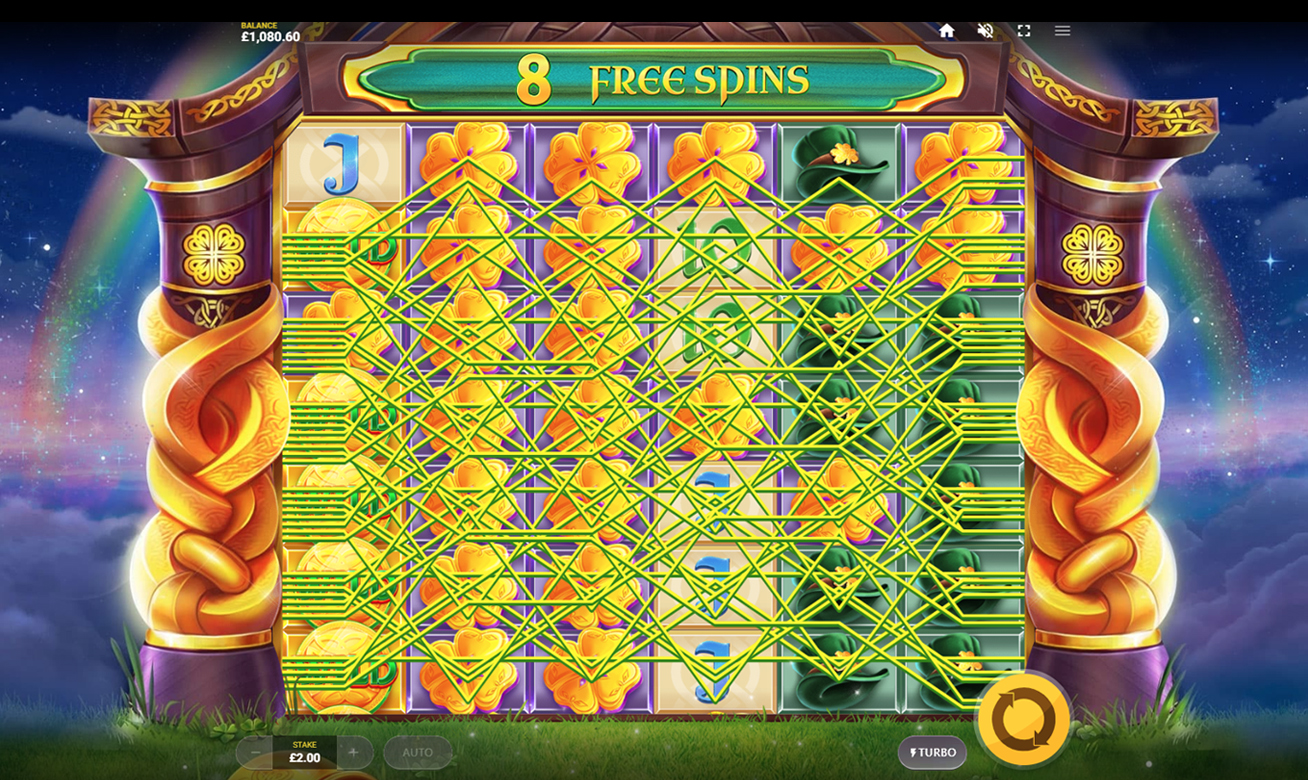 Video Slot Rainbow Jackpots Power Lines - Red Tiger