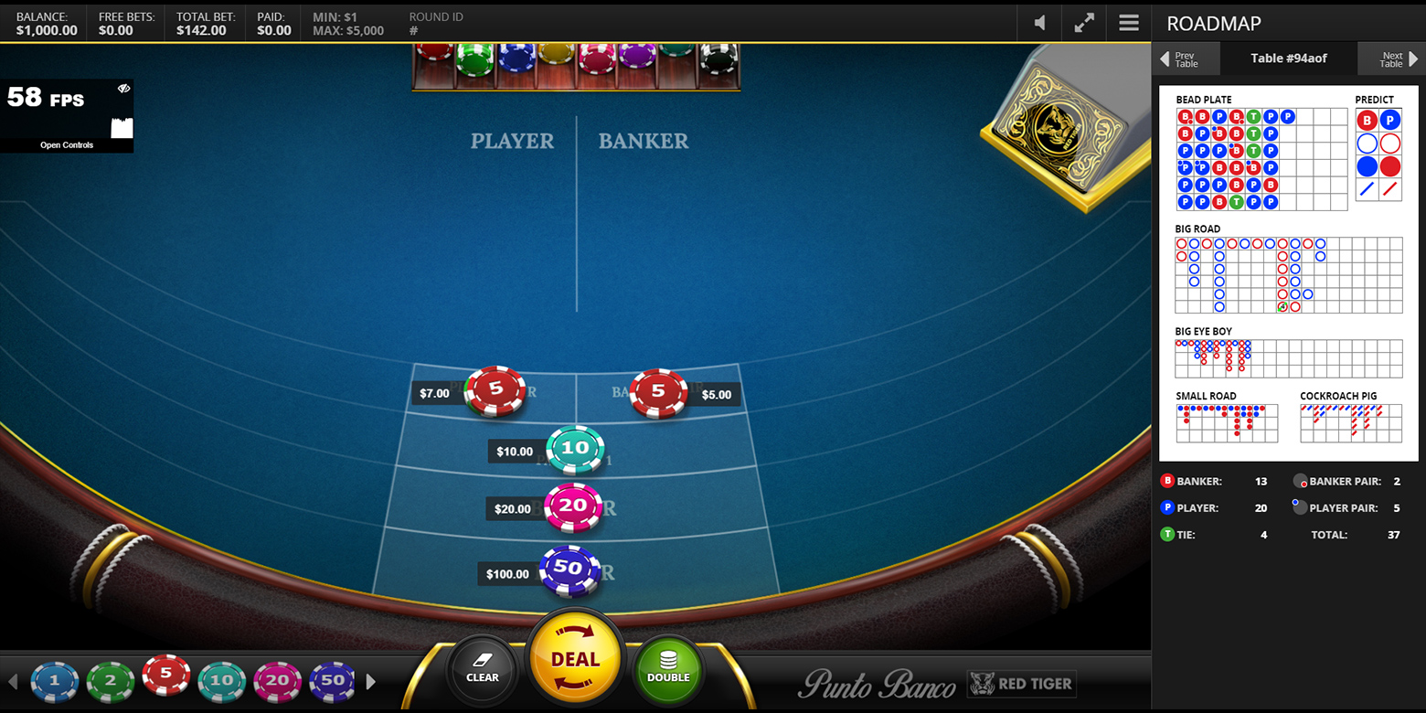 Table Games Baccarat (Punto Banco) - Red Tiger
